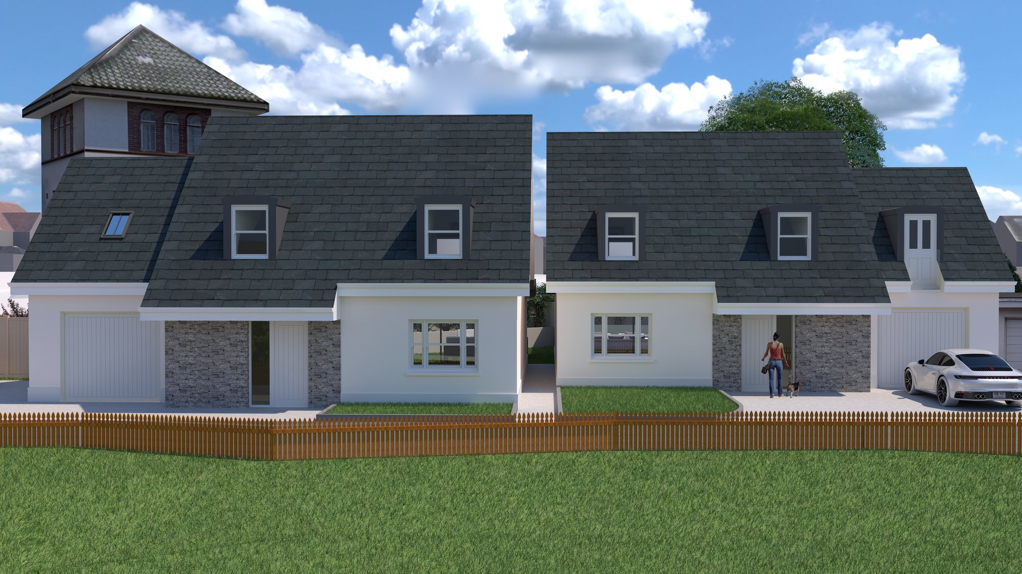 Front elevation of the two Primrose homes