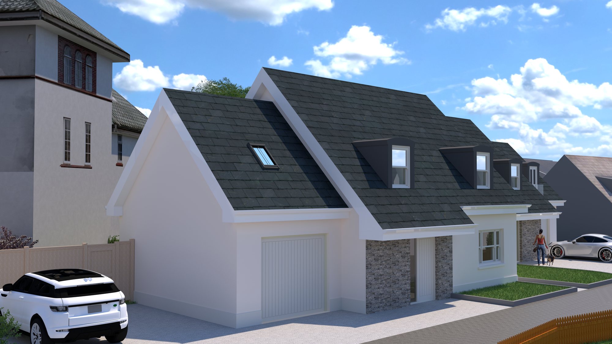Rear garden, terrace and solar