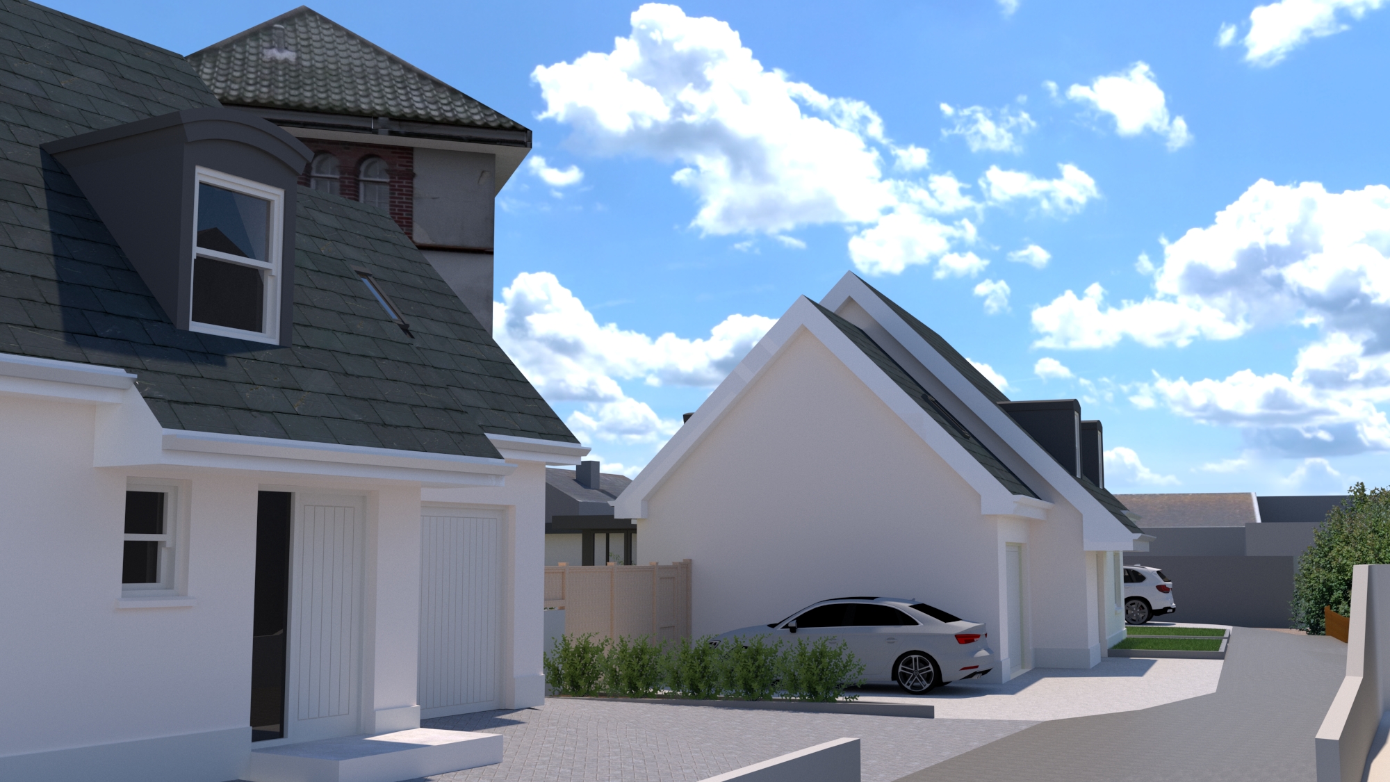 Street approach to the homes